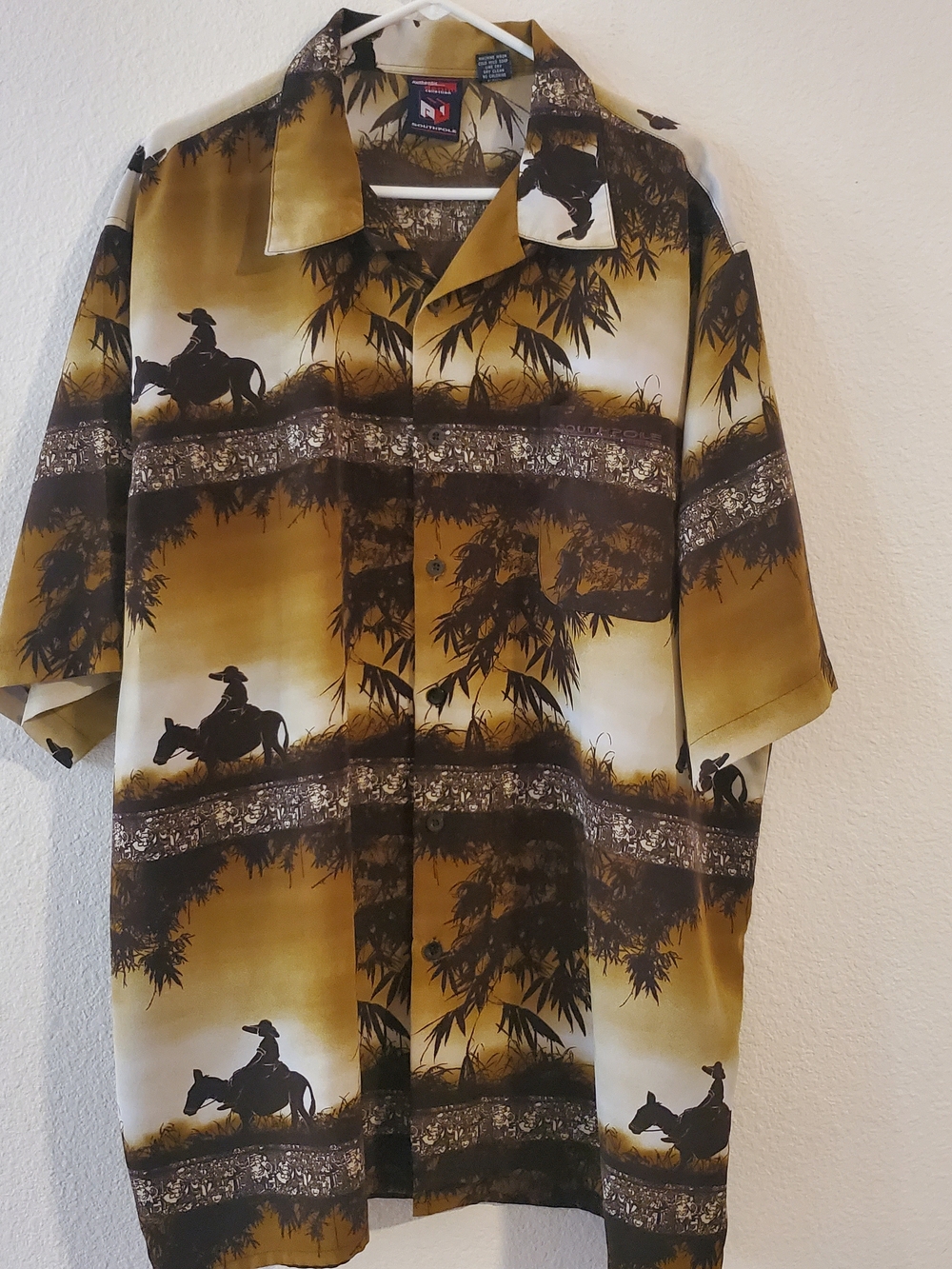 Southpole Authentic Denim Collection Cowboy Scene Short Sleeve Shirt Size XXL